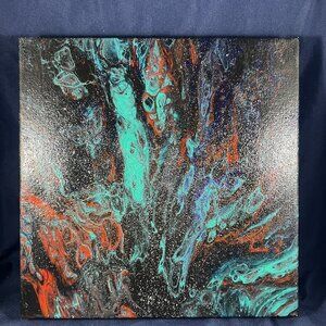 Northern Lights 10 x10 Acrylic Pour Painting by Kat Sanders Abstract Fluid Art